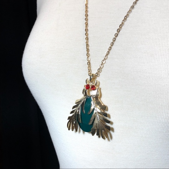 Long Green Scarab Beetle Egyptian Style Necklace - Picture 2 of 3